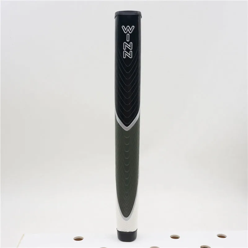 Set of four putting golf club grips in black, blue, grey, and red with 270mm length and rubber PU construction