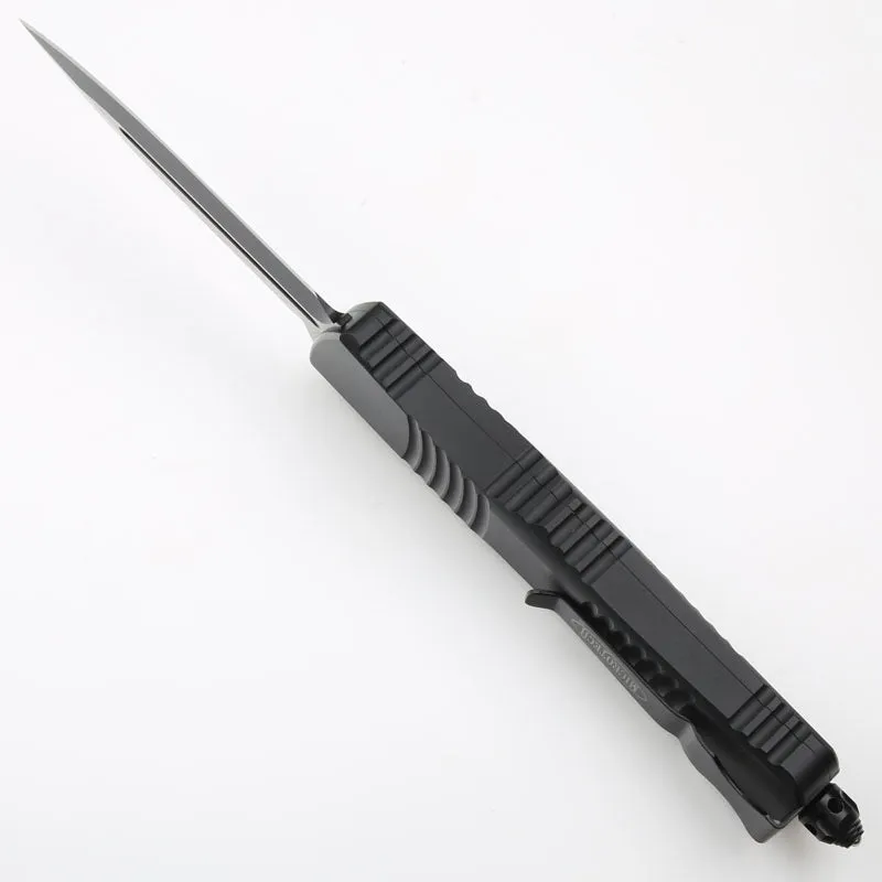 Outdoor camping tactical folding knife with D2 steel blade, black and white wire drawing finish, and aviation aluminium handle