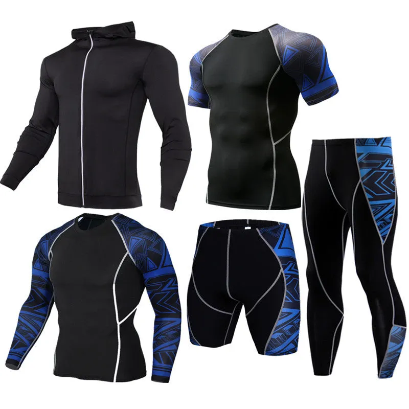 Sportswear quick-dry milk silk running suit in blue, polyester fabric for training