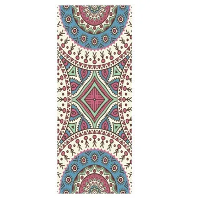 Printed yoga mat drape in exotic floral pattern, 185cm x 65cm, polyester nylon superfine fibre