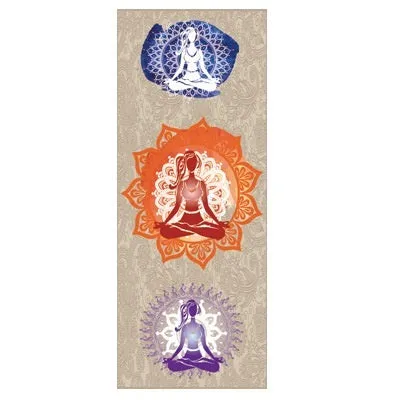 Printed yoga mat drape in exotic floral pattern, 185cm x 65cm, polyester nylon superfine fibre