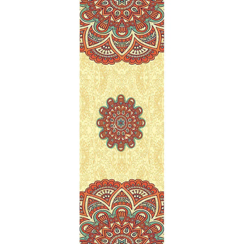 Printed yoga mat drape in exotic floral pattern, 185cm x 65cm, polyester nylon superfine fibre