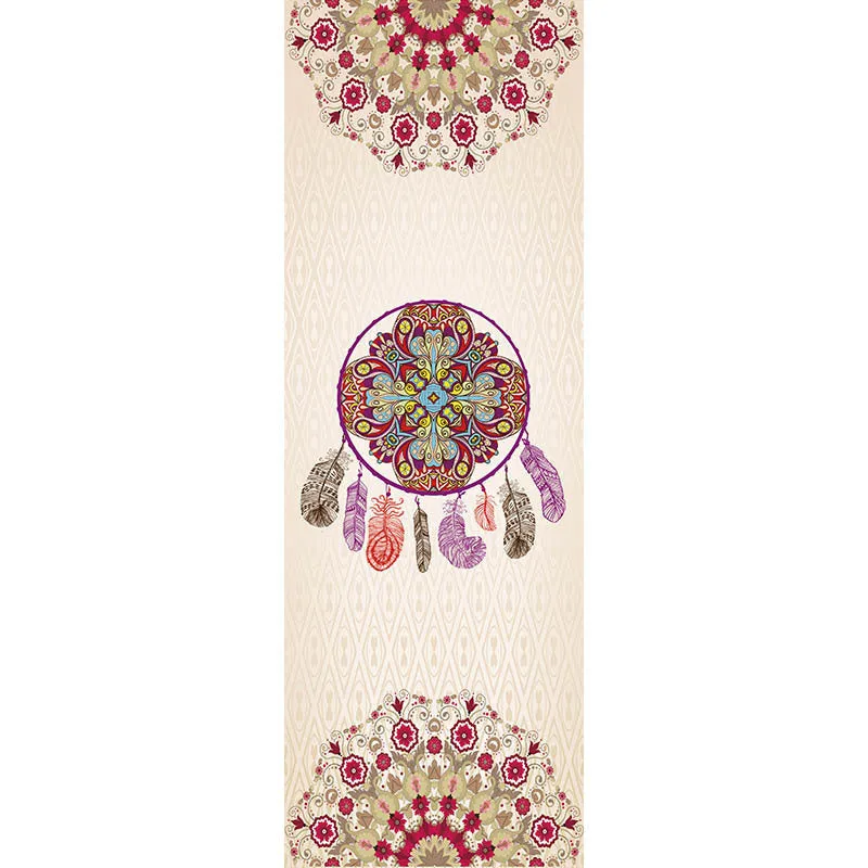 Printed yoga mat drape in exotic floral pattern, 185cm x 65cm, polyester nylon superfine fibre