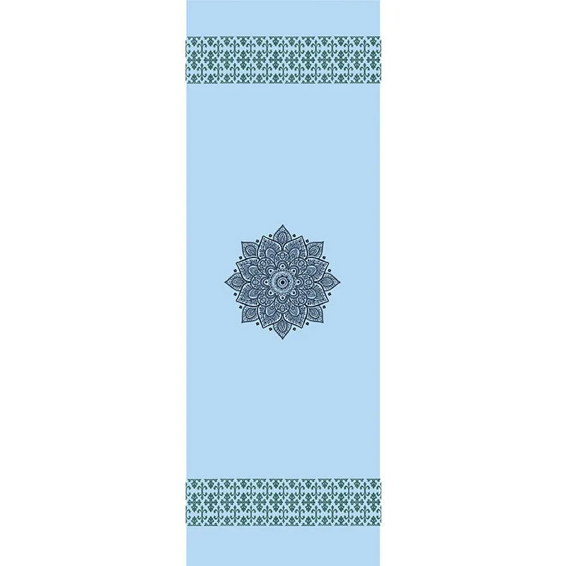 Printed yoga mat drape in exotic floral pattern, 185cm x 65cm, polyester nylon superfine fibre