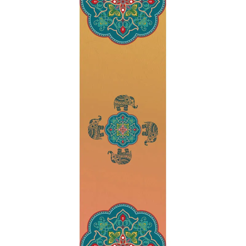 Printed yoga mat drape in exotic floral pattern, 185cm x 65cm, polyester nylon superfine fibre