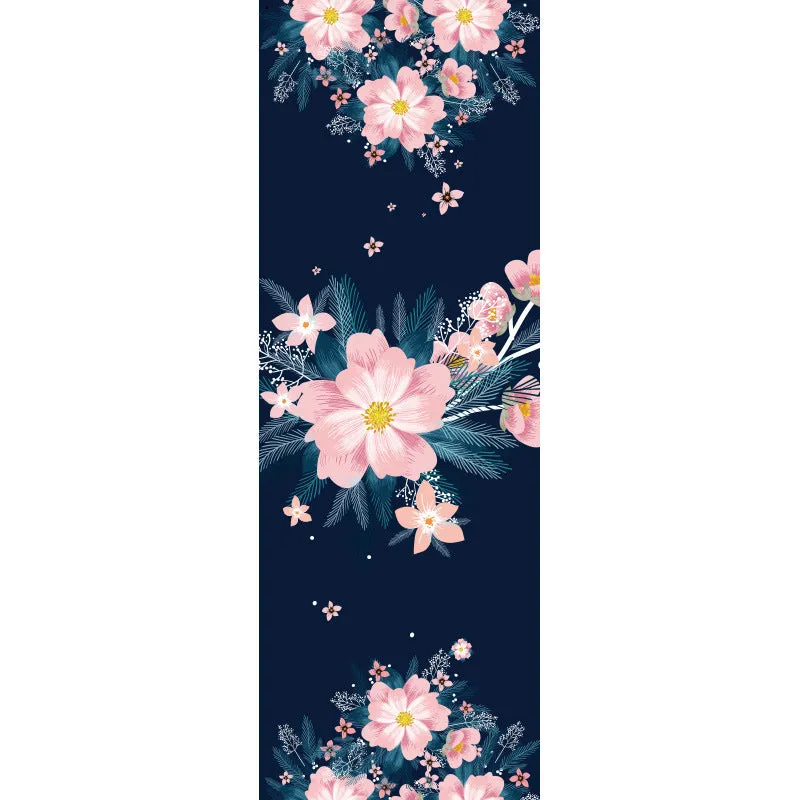 Printed yoga mat drape in exotic floral pattern, 185cm x 65cm, polyester nylon superfine fibre