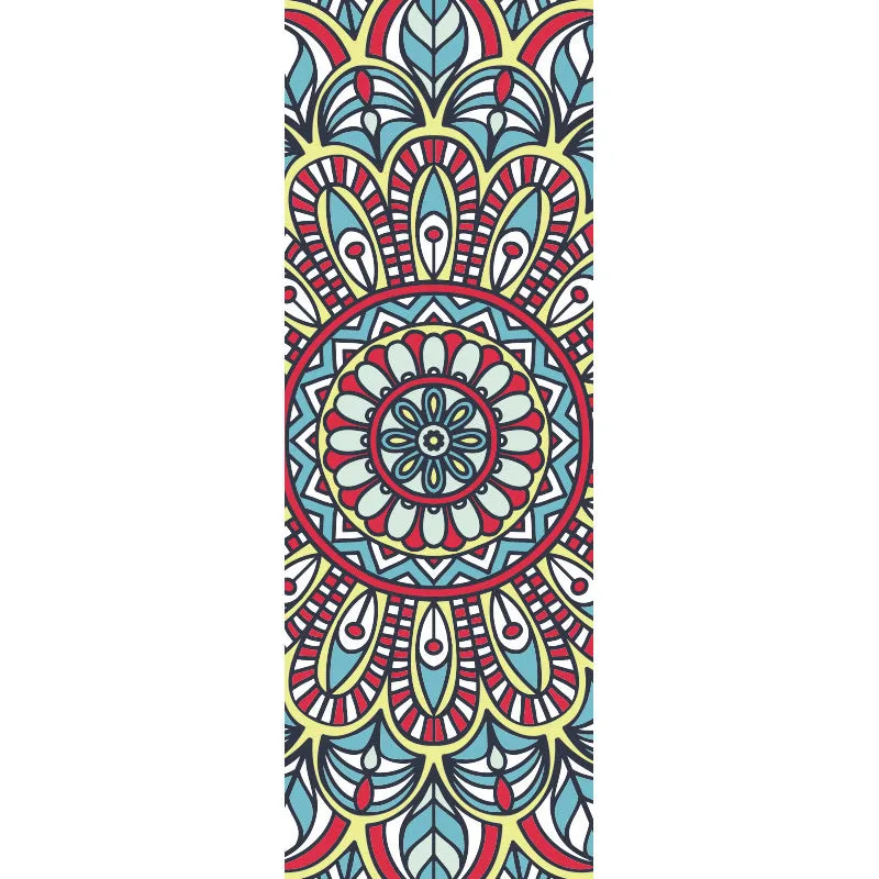 Printed yoga mat drape in exotic floral pattern, 185cm x 65cm, polyester nylon superfine fibre