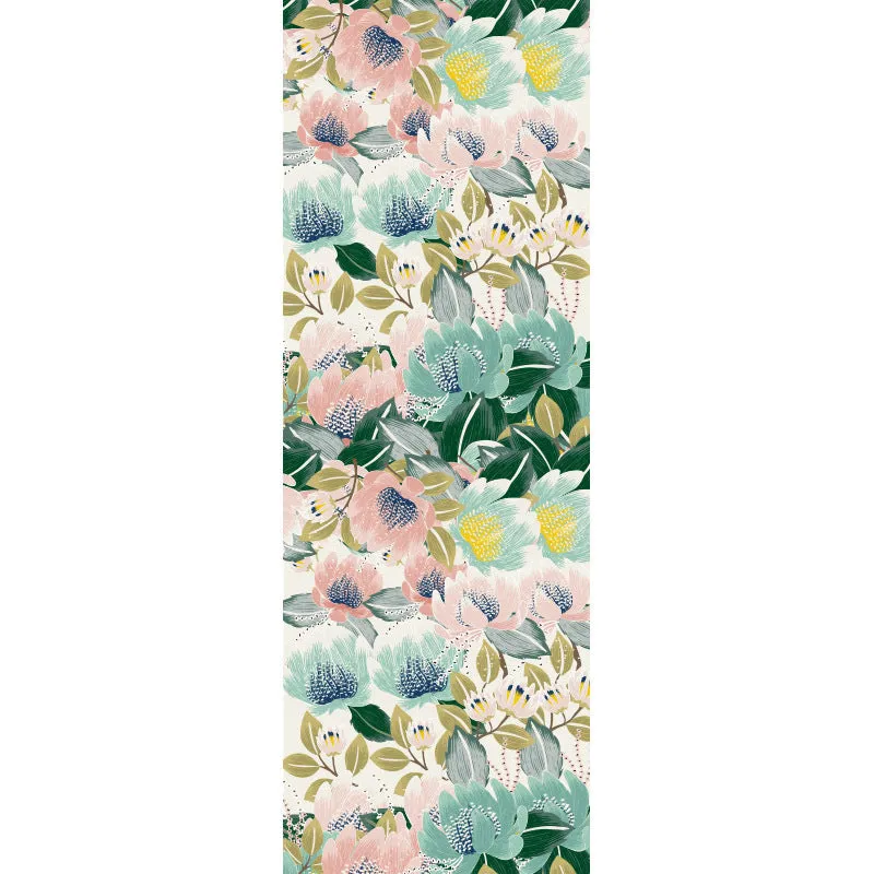 Printed yoga mat drape in exotic floral pattern, 185cm x 65cm, polyester nylon superfine fibre
