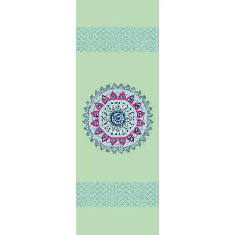 Printed yoga mat drape in exotic floral pattern, 185cm x 65cm, polyester nylon superfine fibre