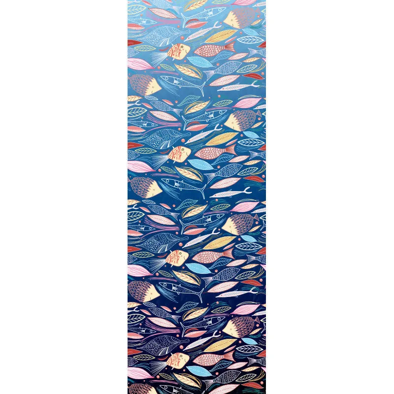 Printed yoga mat drape in exotic floral pattern, 185cm x 65cm, polyester nylon superfine fibre