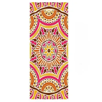 Printed yoga mat drape in exotic floral pattern, 185cm x 65cm, polyester nylon superfine fibre