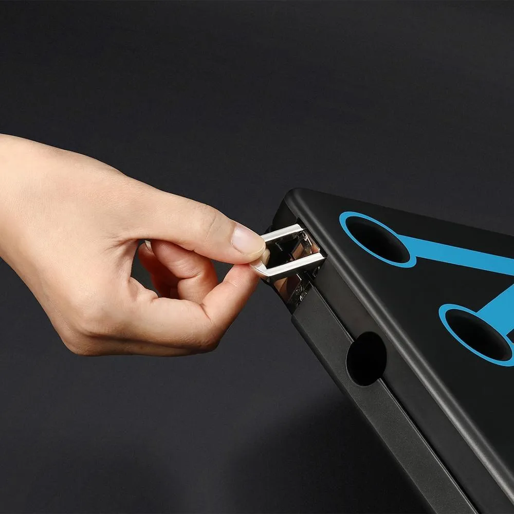 Yunmai push-up stand in black with two armrests and support board on floor