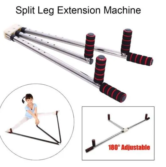 Cross fork lacing artifact leg stretcher with two extension bars, centre handle, and soft foam grips in black