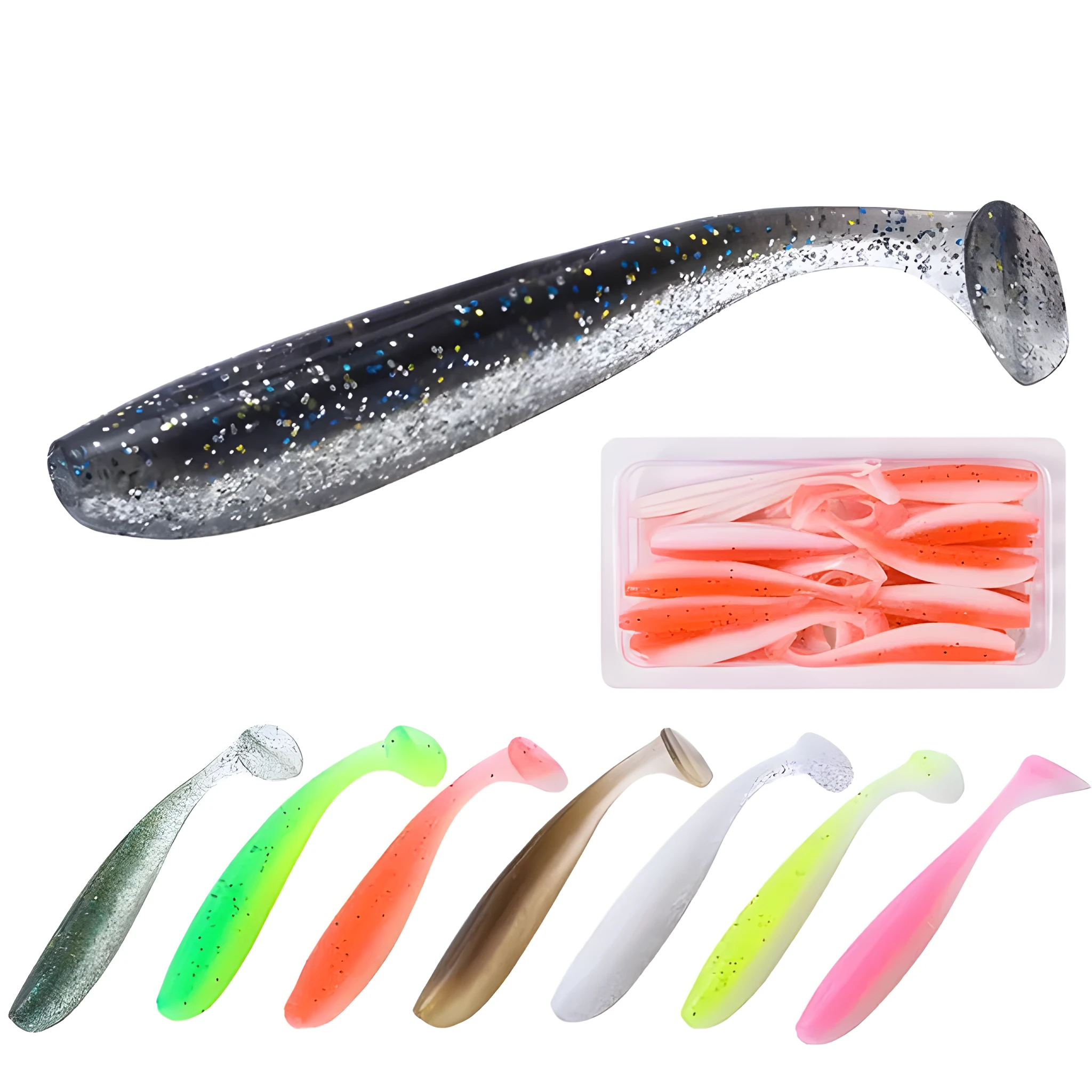 Soft silicone bionic fishing bait 6cm 1.4g T tail artificial lure with hook groove