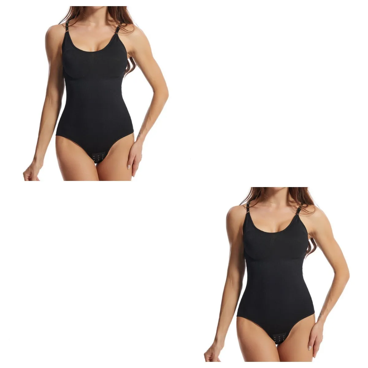 Nylon women's body shaping pants with hip lifting and abdominal contraction, thin fabric, adjustable buckle, in black colour