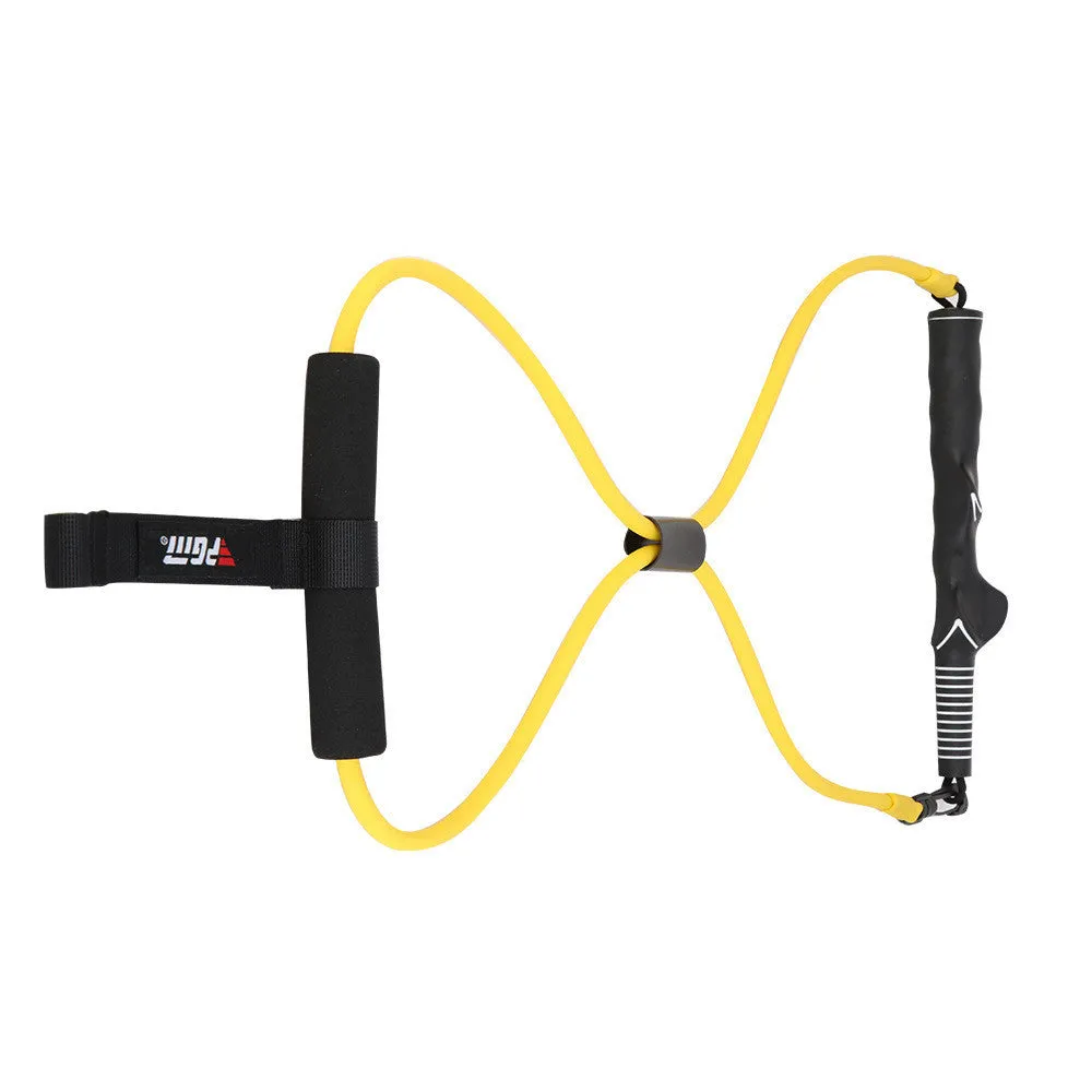 Yellow latex swing tensioner with safety door buckle and carry bag for posture training