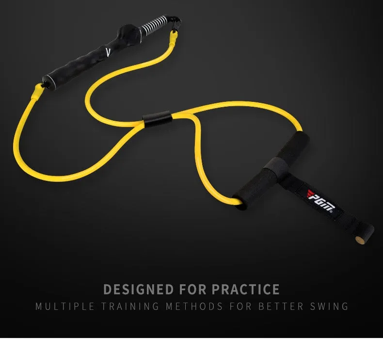 Yellow latex swing tensioner with safety door buckle and carry bag for posture training