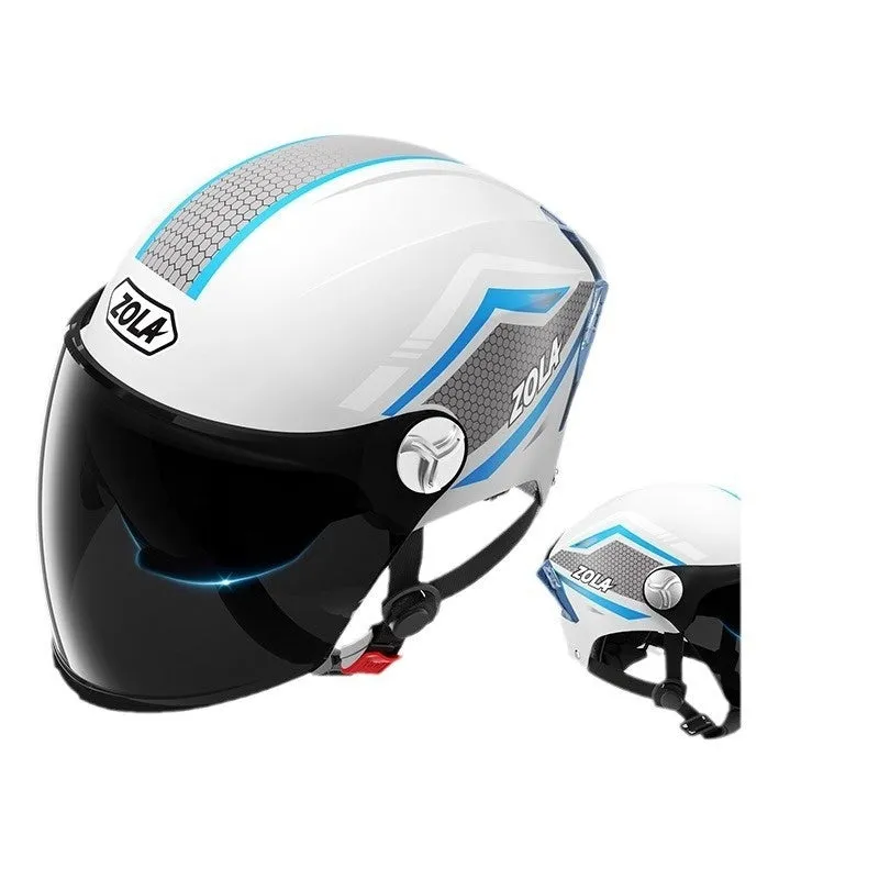 A children's lightweight ABS half helmet for battery motorcycles, shown in a double mirror colour finish.