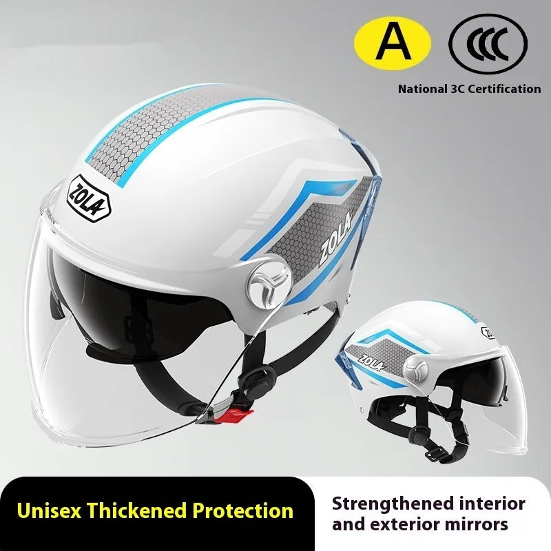 A children's lightweight ABS half helmet for battery motorcycles, shown in a double mirror colour finish.