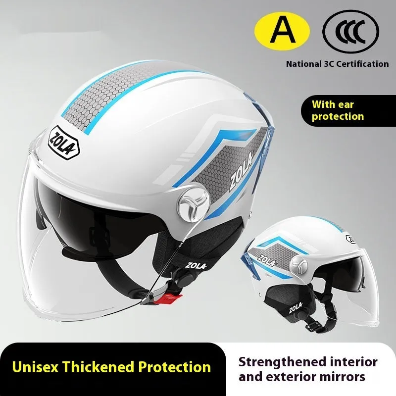 A children's lightweight ABS half helmet for battery motorcycles, shown in a double mirror colour finish.