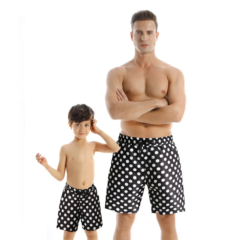 Blue printed quick drying cotton blend beach pants for men with elasticated waist