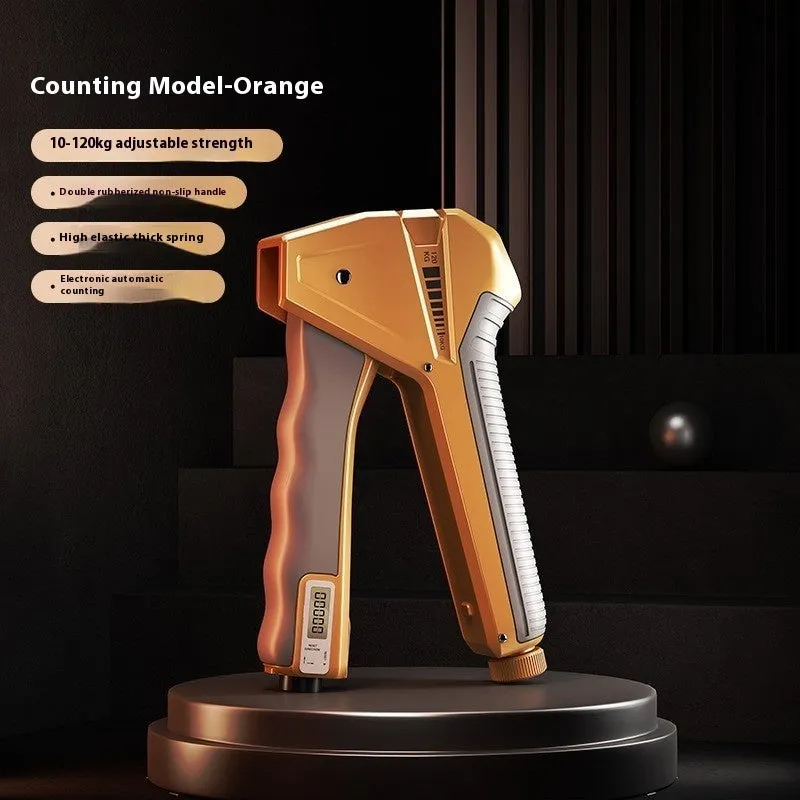 Adjustable hand gripper exercise equipment with mechanical counter in various colour options showing resistance settings from 5-60kg
