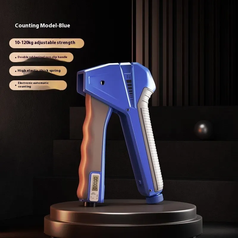 Adjustable hand gripper exercise equipment with mechanical counter in various colour options showing resistance settings from 5-60kg