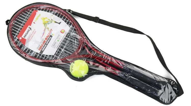 Tennis training device with rope and ball on base for solo rebound practice