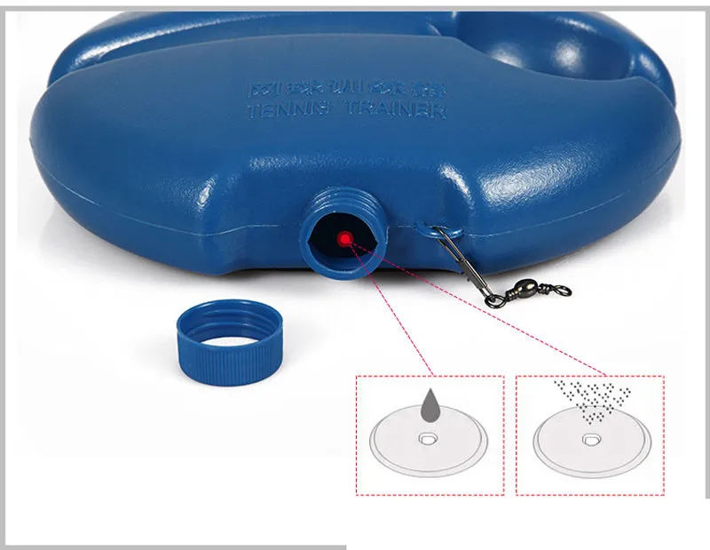 Tennis training device with rope and ball on base for solo rebound practice