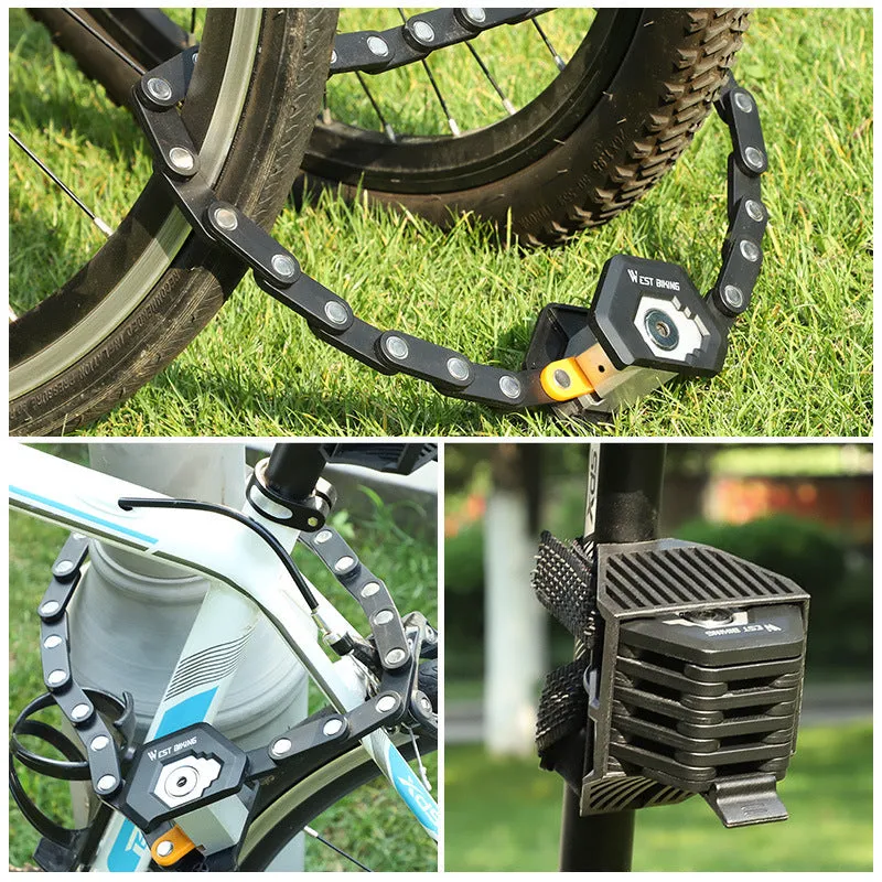Steel chain folding lock for bicycle motorcycle security 725g modern simple style