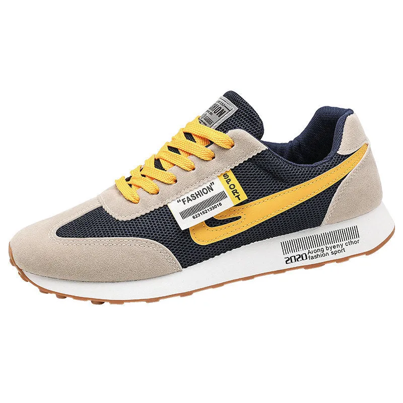 Trend all-match casual sports running shoes in white with breathable PVC upper and lace-up closure