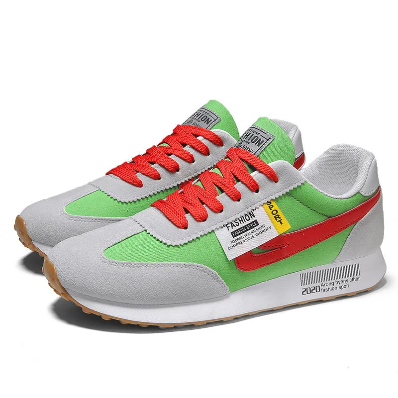 Trend all-match casual sports running shoes in white with breathable PVC upper and lace-up closure