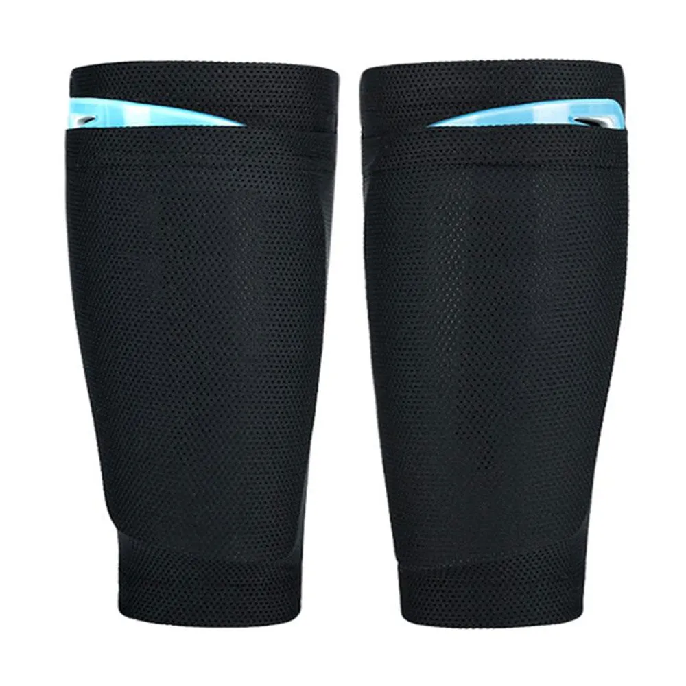 Football flapper leg guard 22cm breathable fabric shin pad black colour pair
