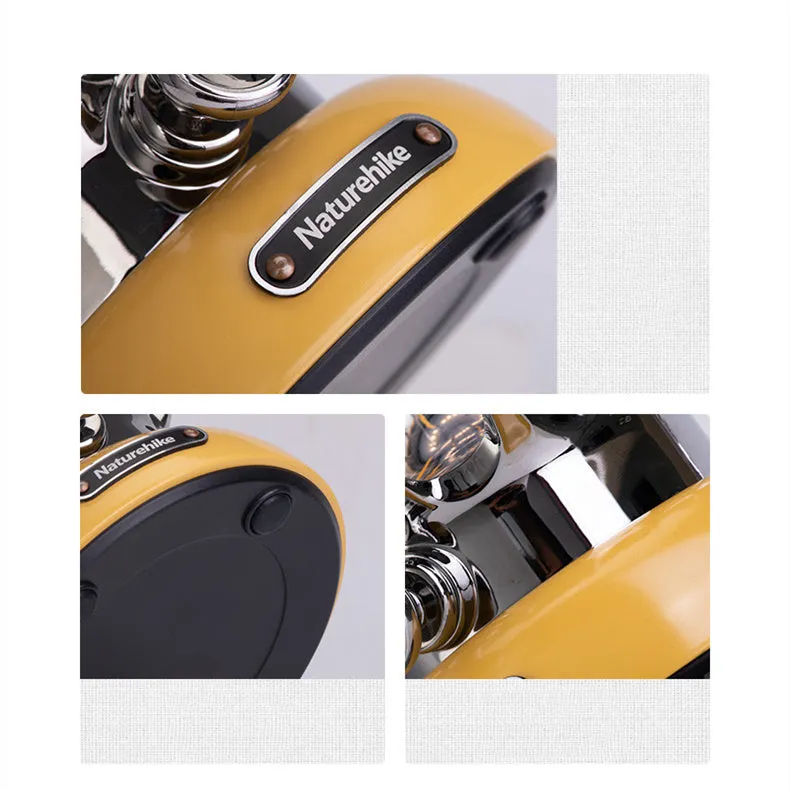 Rechargeable camping lantern in Sundial Yellow with iron and ABS construction, Type-C charging, 5000mAh battery, and 130 lumens adjustable brightness