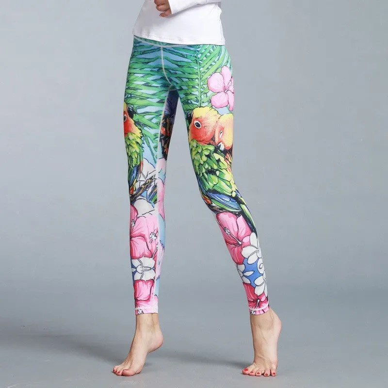 Women's outdoor sport yoga printed leggings in high-stretch fabric, multiple colour options, size S-XL
