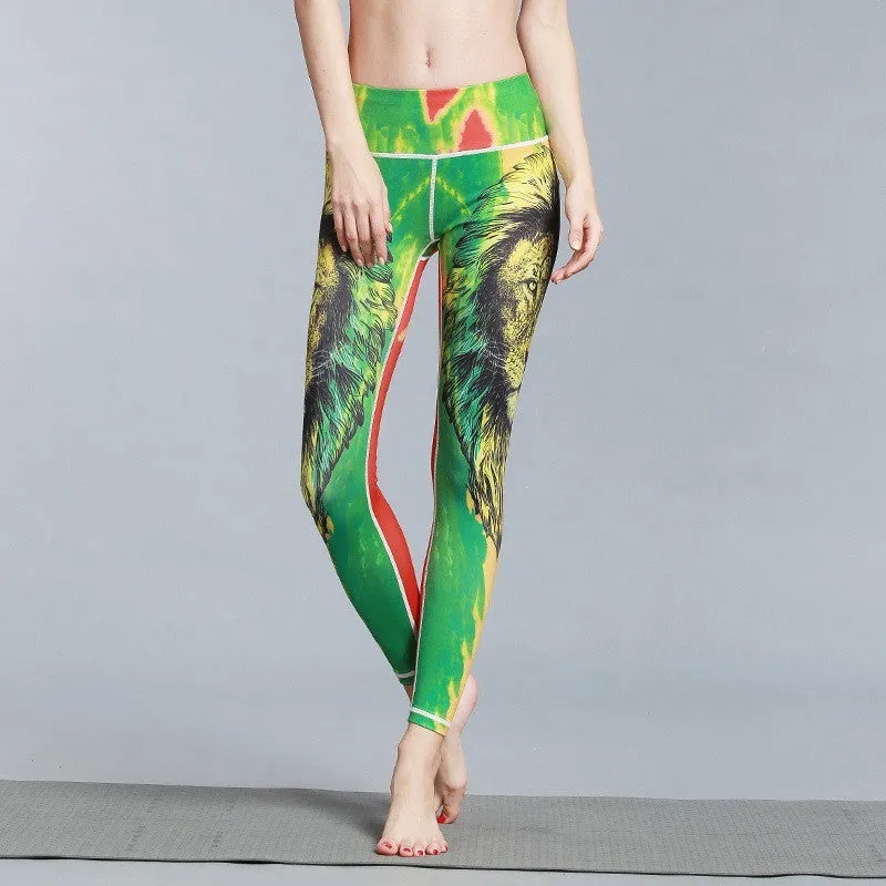 Women's outdoor sport yoga printed leggings in high-stretch fabric, multiple colour options, size S-XL