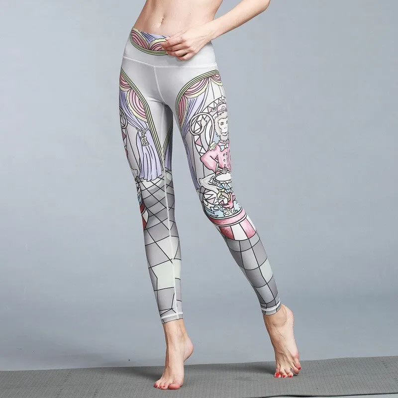 Women's outdoor sport yoga printed leggings in high-stretch fabric, multiple colour options, size S-XL