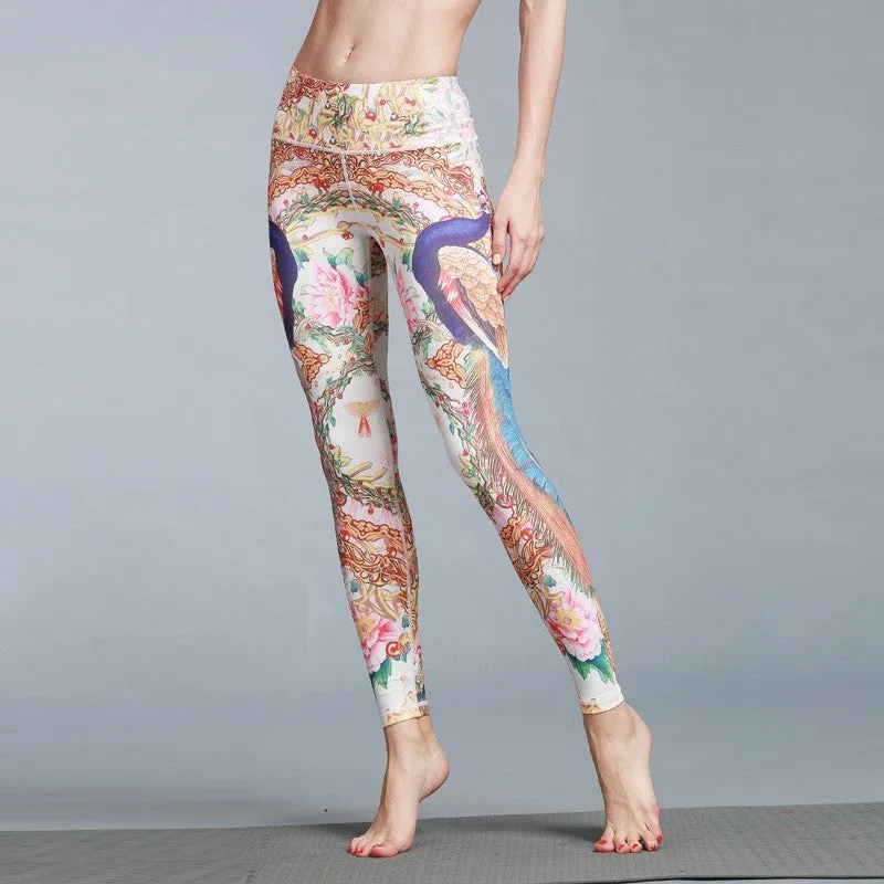 Women's outdoor sport yoga printed leggings in high-stretch fabric, multiple colour options, size S-XL