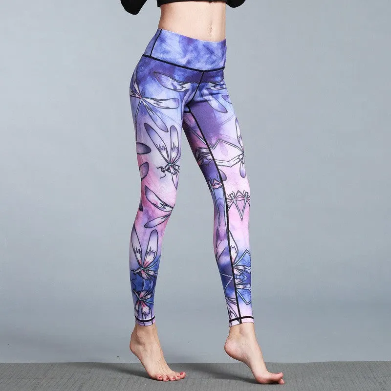 Women's outdoor sport yoga printed leggings in high-stretch fabric, multiple colour options, size S-XL
