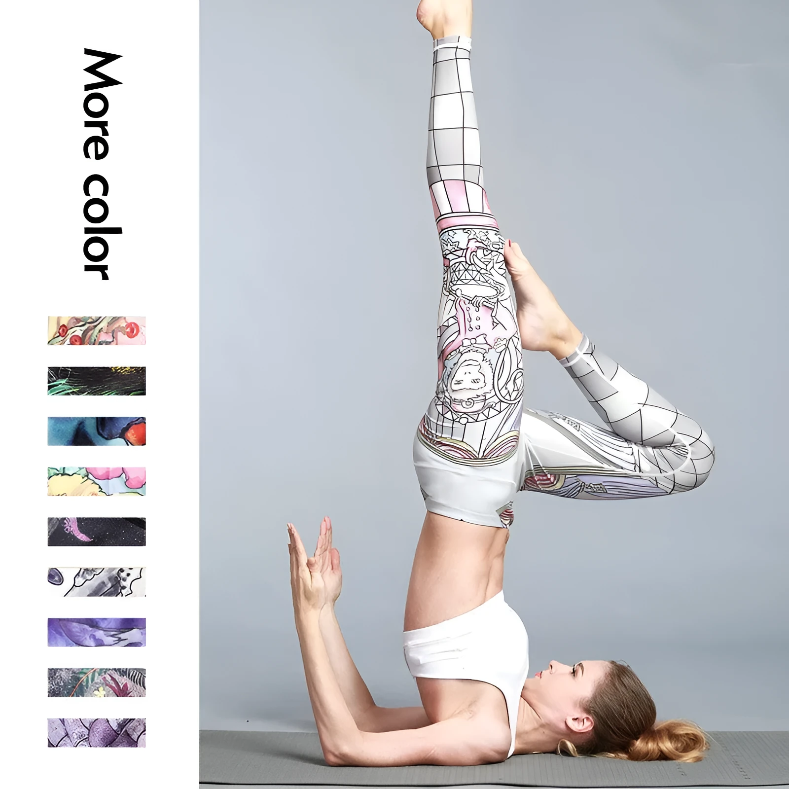 Women's outdoor sport yoga printed leggings in high-stretch fabric, multiple colour options, size S-XL