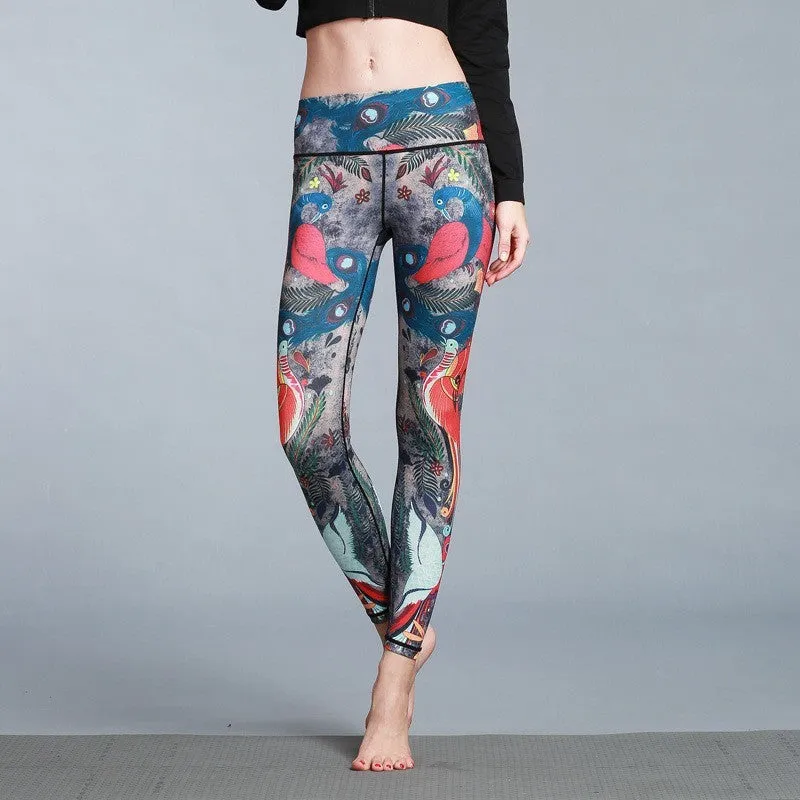 Women's outdoor sport yoga printed leggings in high-stretch fabric, multiple colour options, size S-XL