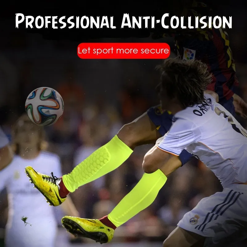 Black lycra football shin guard holder with silicone band on a leg showing secure fit