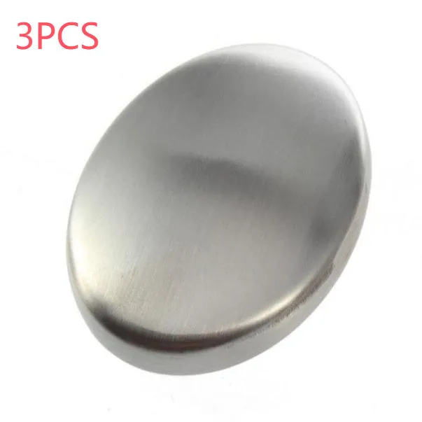 Set of three silver stainless steel deodorant soap bars each 6.2x4.2 cm in OPP packaging