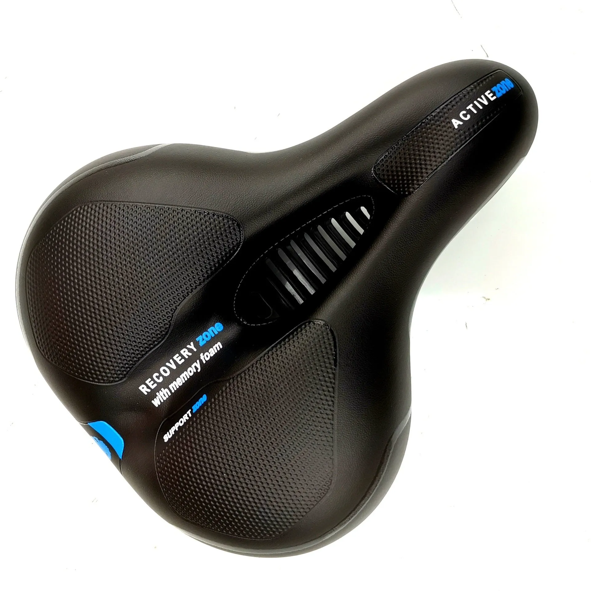 Mountain bike seat cushion with taillight black edge 260x190mm night riding ventilated saddle