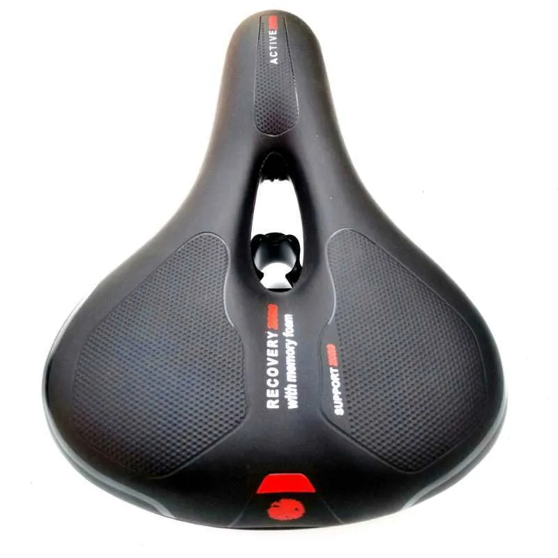 Mountain bike seat cushion with taillight black edge 260x190mm night riding ventilated saddle