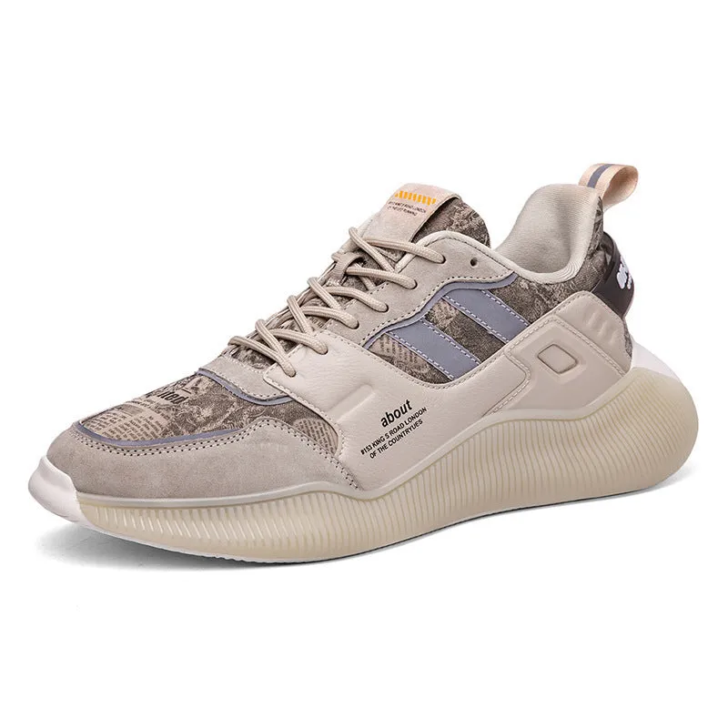 Men's outdoor platform low-top sports running shoes in yellow with EVA and rubber sole