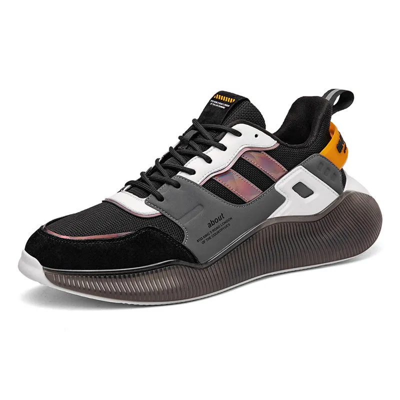 Men's outdoor platform low-top sports running shoes in yellow with EVA and rubber sole