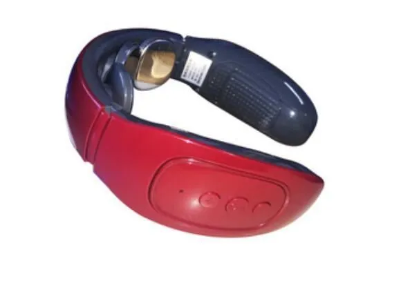 Multi-function intelligent neck cervical massager with U-shaped white body and remote control