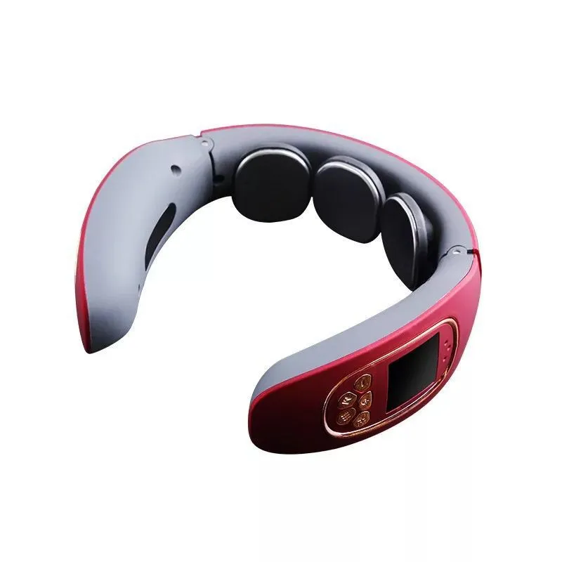 Multi-function intelligent neck cervical massager with U-shaped white body and remote control