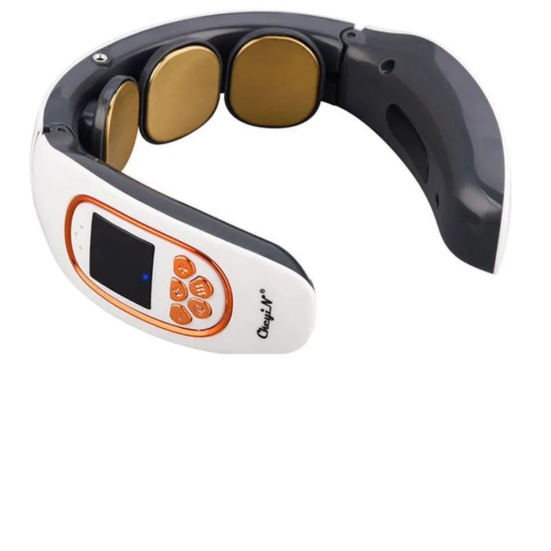 Multi-function intelligent neck cervical massager with U-shaped white body and remote control
